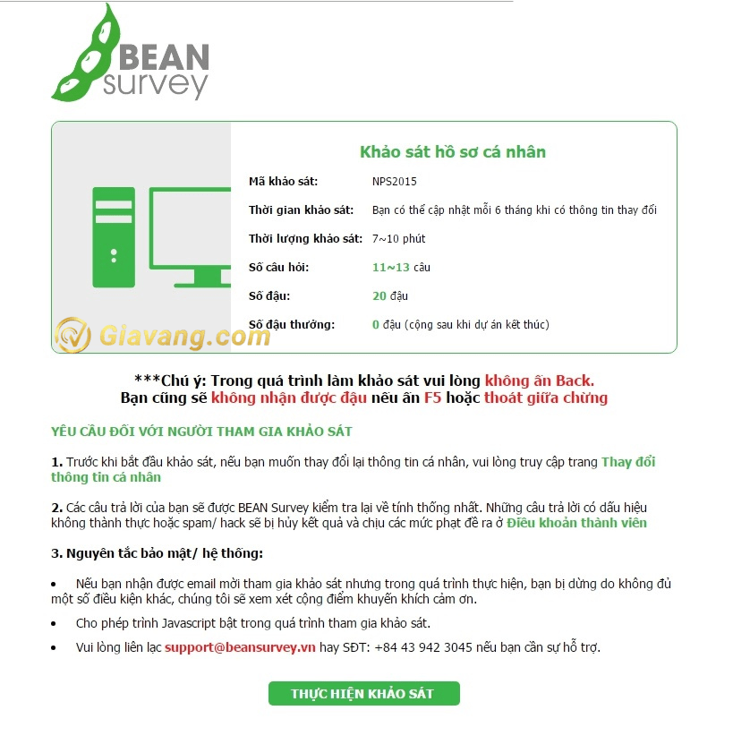 Bean Survey ứng dụng khảo sát kiếm tiền 2