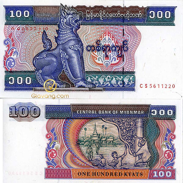 Hình ảnh tiền Myanmar K100