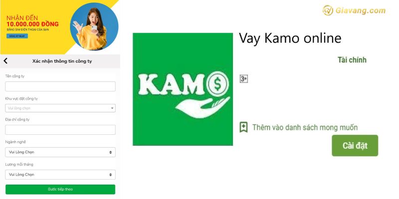 Điền thông tin vay tín chấp Kamo