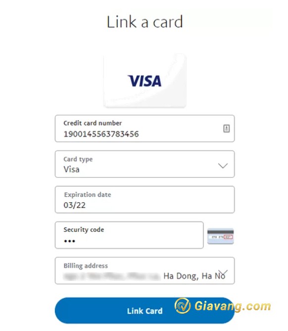 Liên kết thẻ Visa vào Paypal