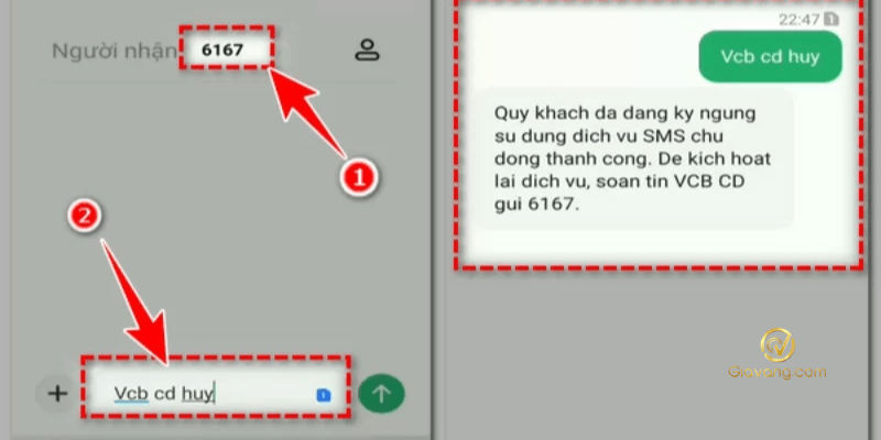 huy dich vu sms banking