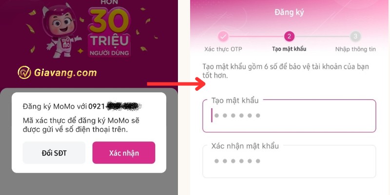 Đối số điện thoại Momo và đổi pass