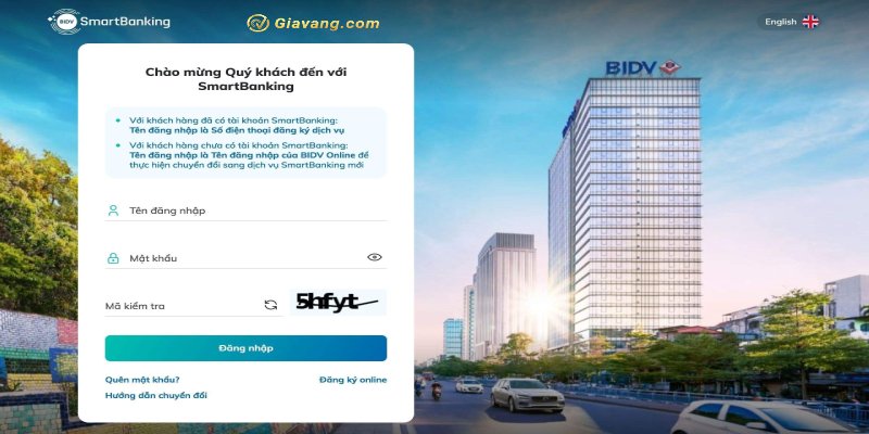 Đăng nhập Internet Banking BIDV