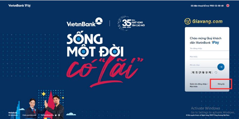 Đăng ký Internet Banking Vietinbank qua website