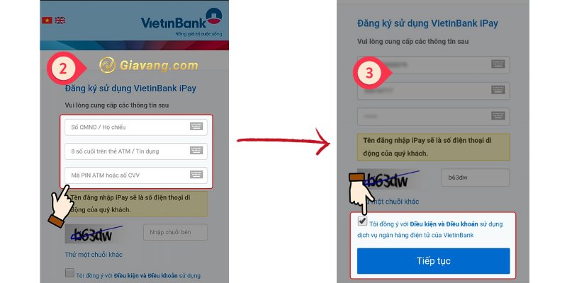 Đăng ký Internet Banking Vietinbank trên app