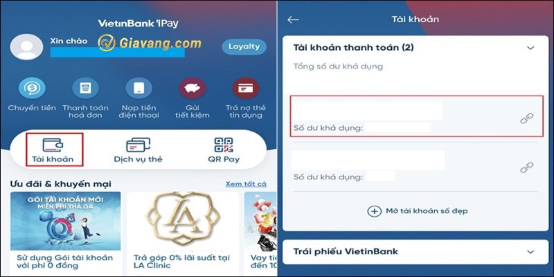 Kiểm tra số dư tài khoản Vietinbank qua app Vietinbank iPay