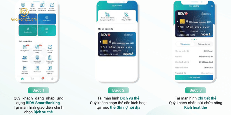 kich hoat the bidv tren app bidv smartbanking