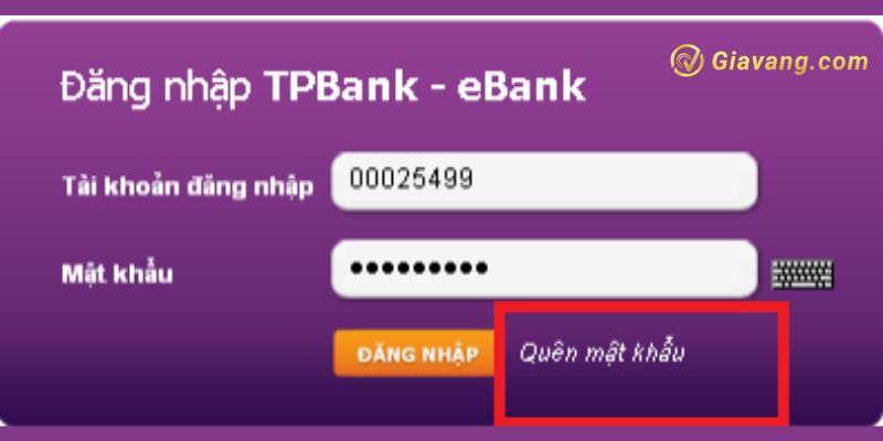 Cách đăng nhập TPBank khi quên mật khẩu