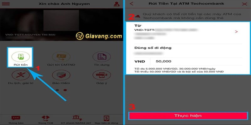 Cách rút tiền không cần thẻ Techcombank