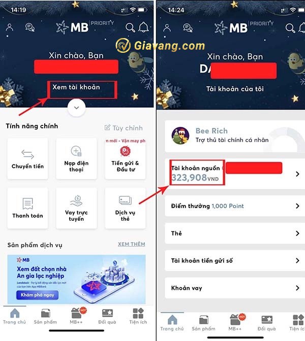 Sao kê ngân hàng MB Bank online trên app