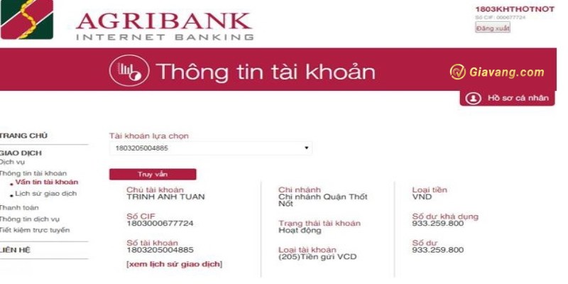 Bảng sao kê ngân hàng Agribank