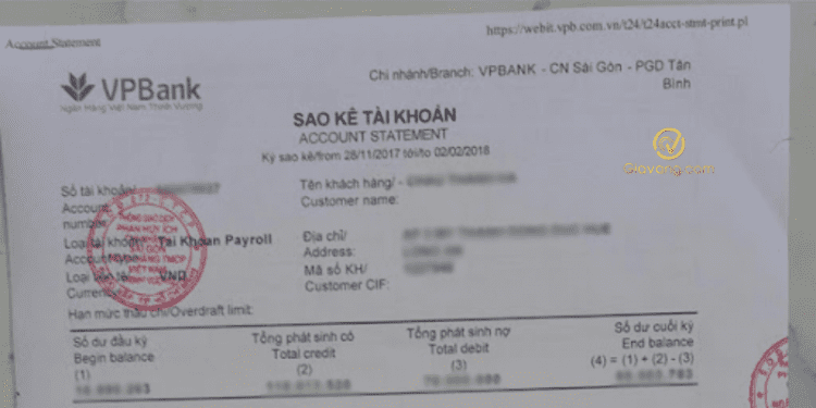 Hướng dẫn cách sao kê ngân hàng VPBank nhanh chóng, tiện lợi 1 Sao kê ngân hàng VPBank