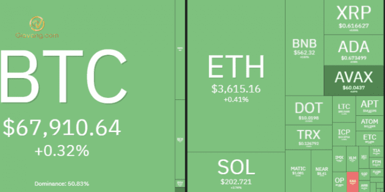 Thị trường Crypto hôm nay 18/3/2024: Bitcoin khép tuần trong sắc đỏ, Altcoin có sự phục hồi 1 Thị trường Crypto