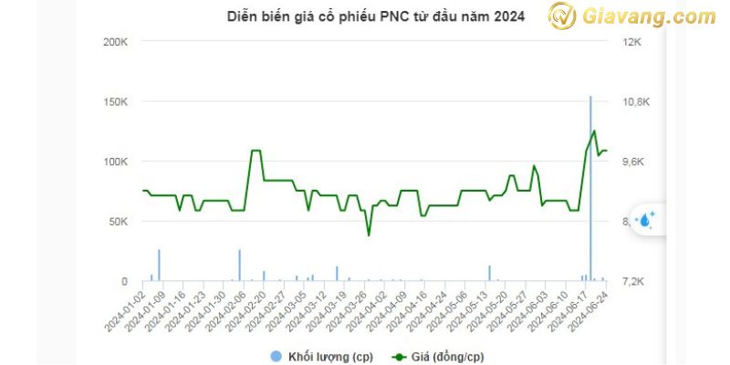 Diễn biến giá cổ phiếu PNC từ đầu năm 2024