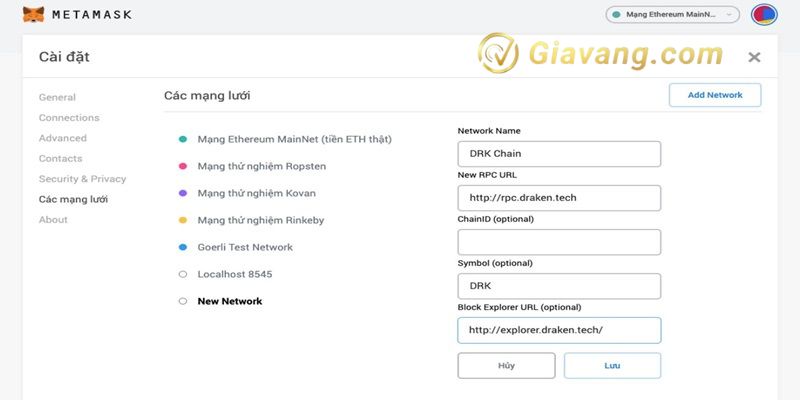Add DRK vao vi Metamask 1 1