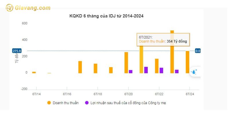 KQKD 6 tháng của IDJ từ 2014-2024