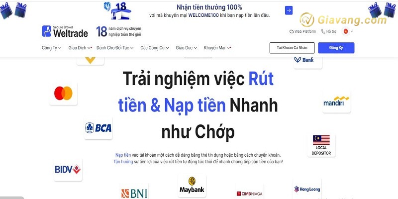 Cac hinh thuc nap va rut tien cua san WelTrade