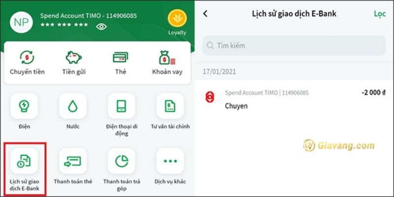 Tra cứu mã giao dịch qua VPBank Online