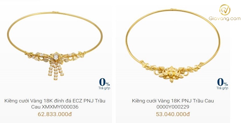 Mau kieng vang nu 18K tai PNJ