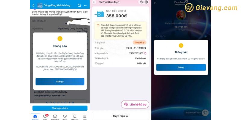 App ngân hàng Vietinbank bị lỗi gây gián đoạn giao dịch hàng loạt