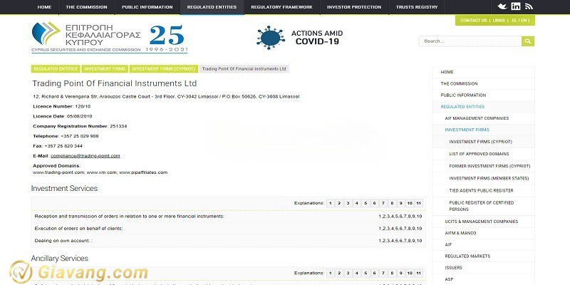 Giay phep hoat dong cua san XM 1