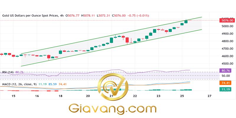Phân tích giá vàng ngày 26/01/2026: Giá vàng duy trì ổn định gần mức cao kỷ lục; mốc 5.100 USD vẫn nằm trong tầm với trong bối cảnh dòng chảy tìm kiếm nơi trú ẩn an toàn và đồng USD suy yếu. 3 Bieu do gia vang hang ngay compressed 20